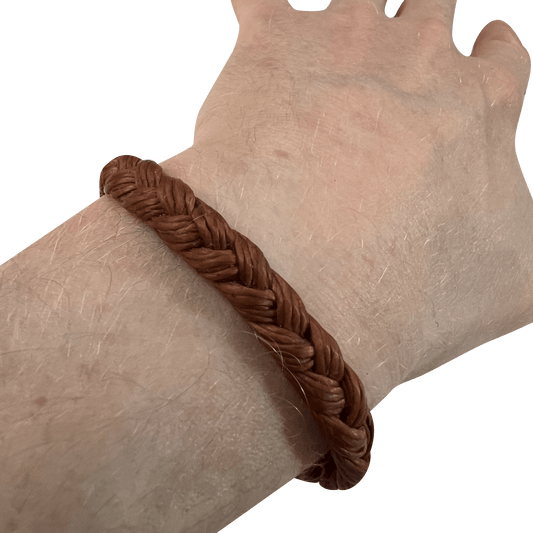 Brown Waxed Cotton Bracelet Wristband Bangle Mens Womens Boys Girls Jewellery