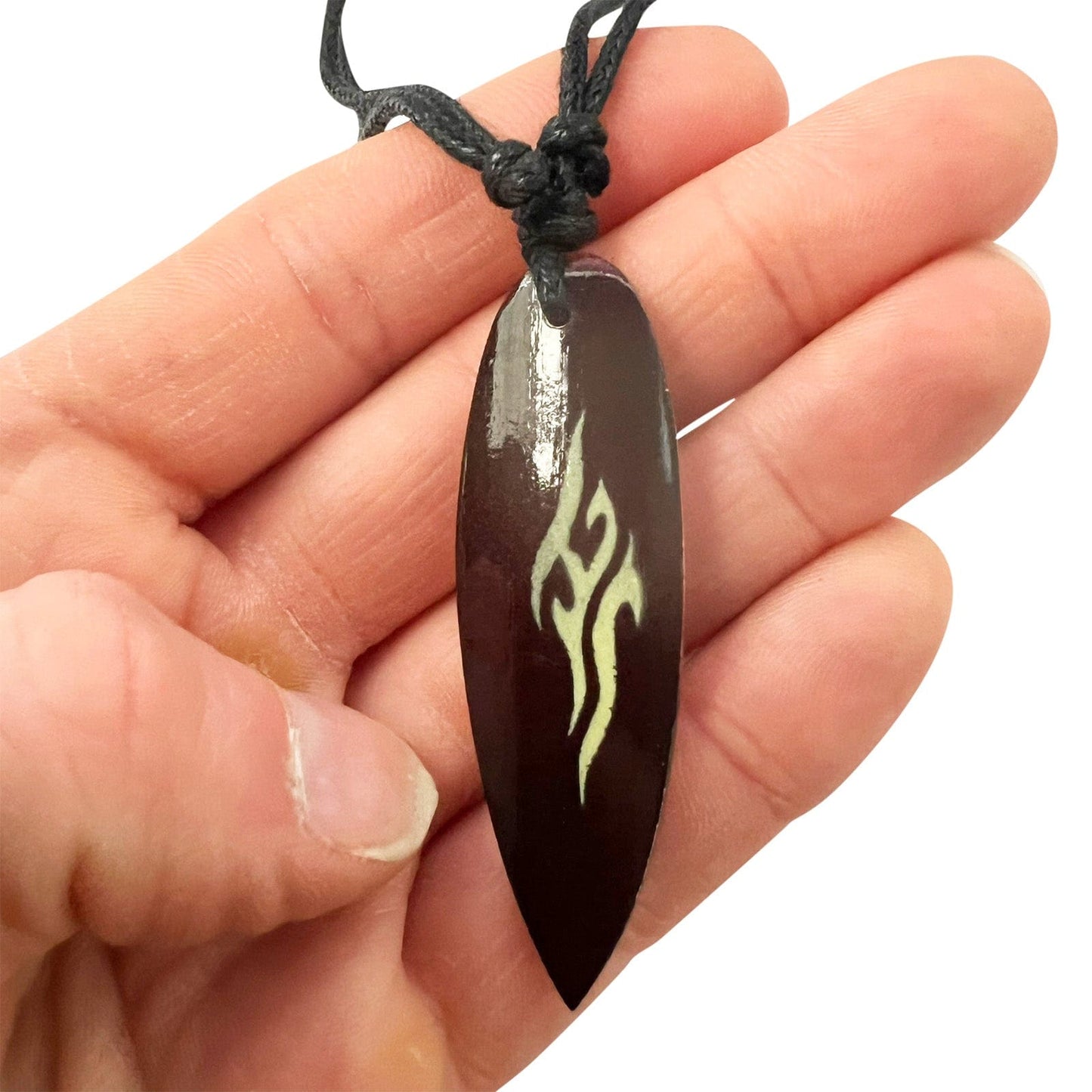 Brown Wooden Surfboard Pendant Necklace Cord Chain Mens Womens Wood Jewellery