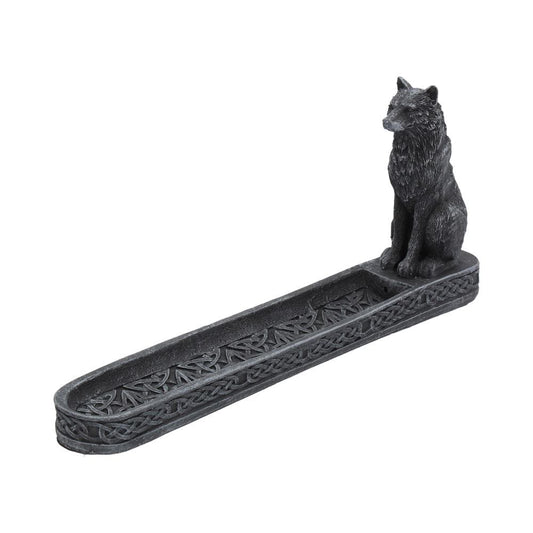 Catching The Scent Obsidian Wolf Incense Burner 25cm