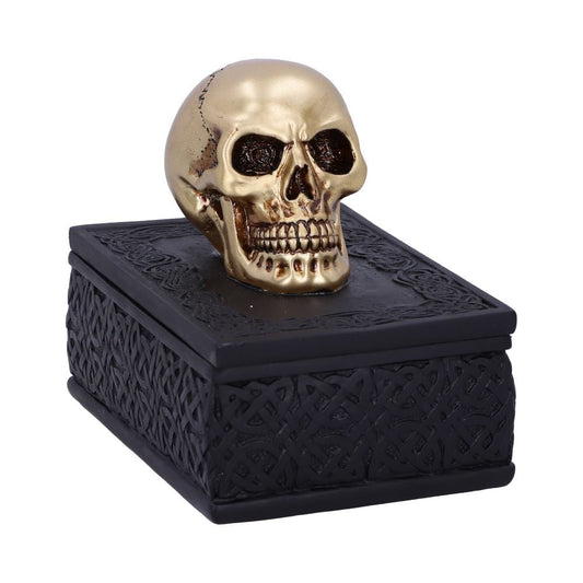 Celtic Opulence Golden Skull Black Trinket Box