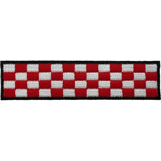 Checkered Red White Patch Iron Sew On Clothes Chequered Flag Embroidered Badge
