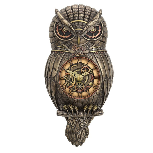 Chronology Wisdom Steampunk Owl Wall Clock