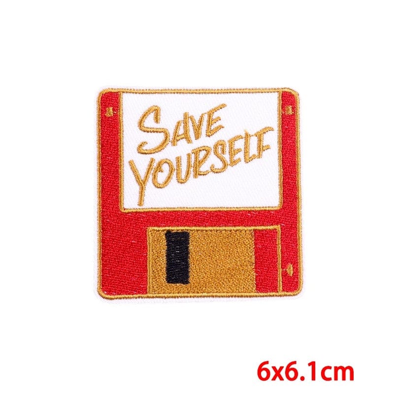 Computer PC Floppy Disk Sew Iron On Patch Clothes Bag Applique Embroidered Badge