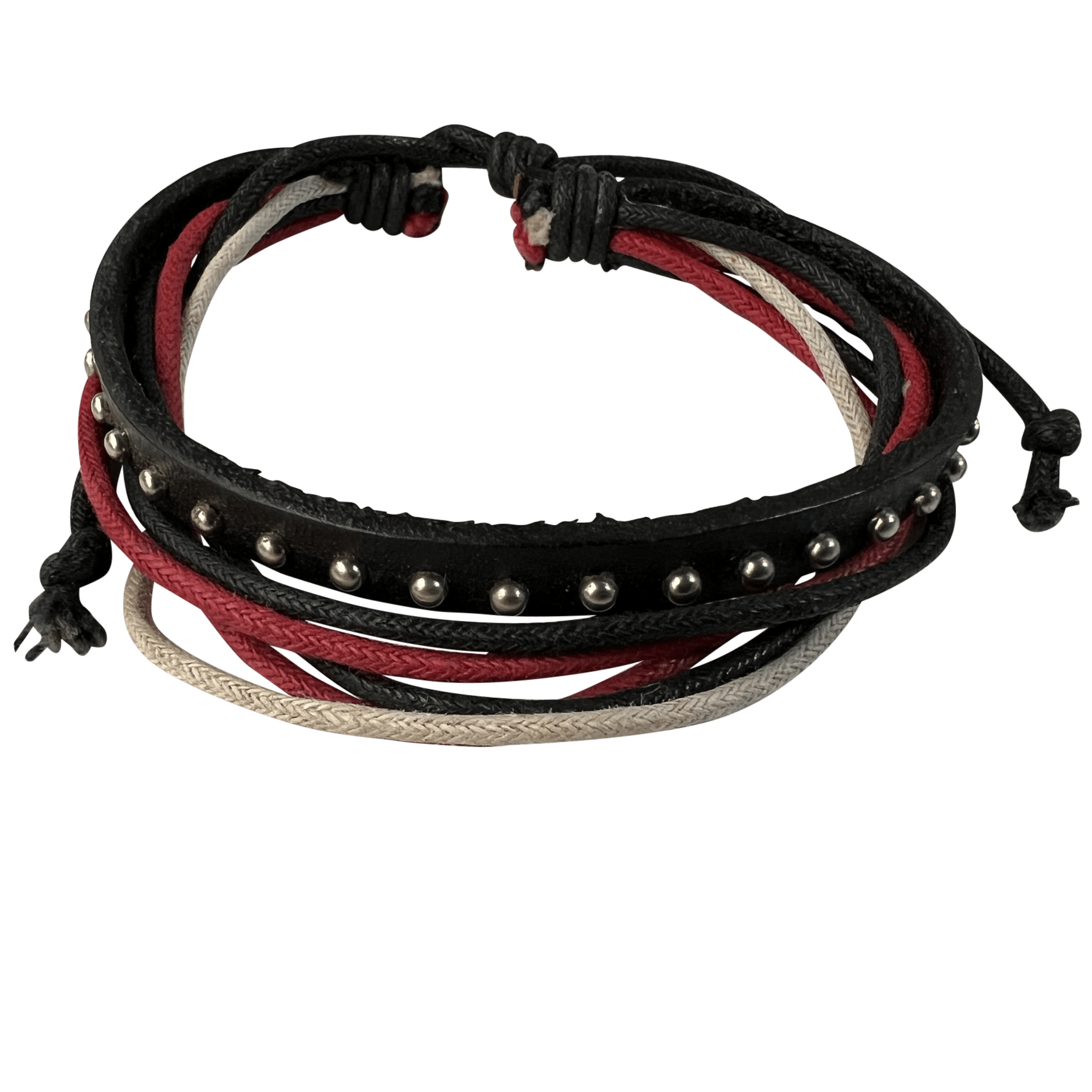 Cotton Studded Leather Bracelet Wristband Bangle Mens Womens Boys Girl Jewellery