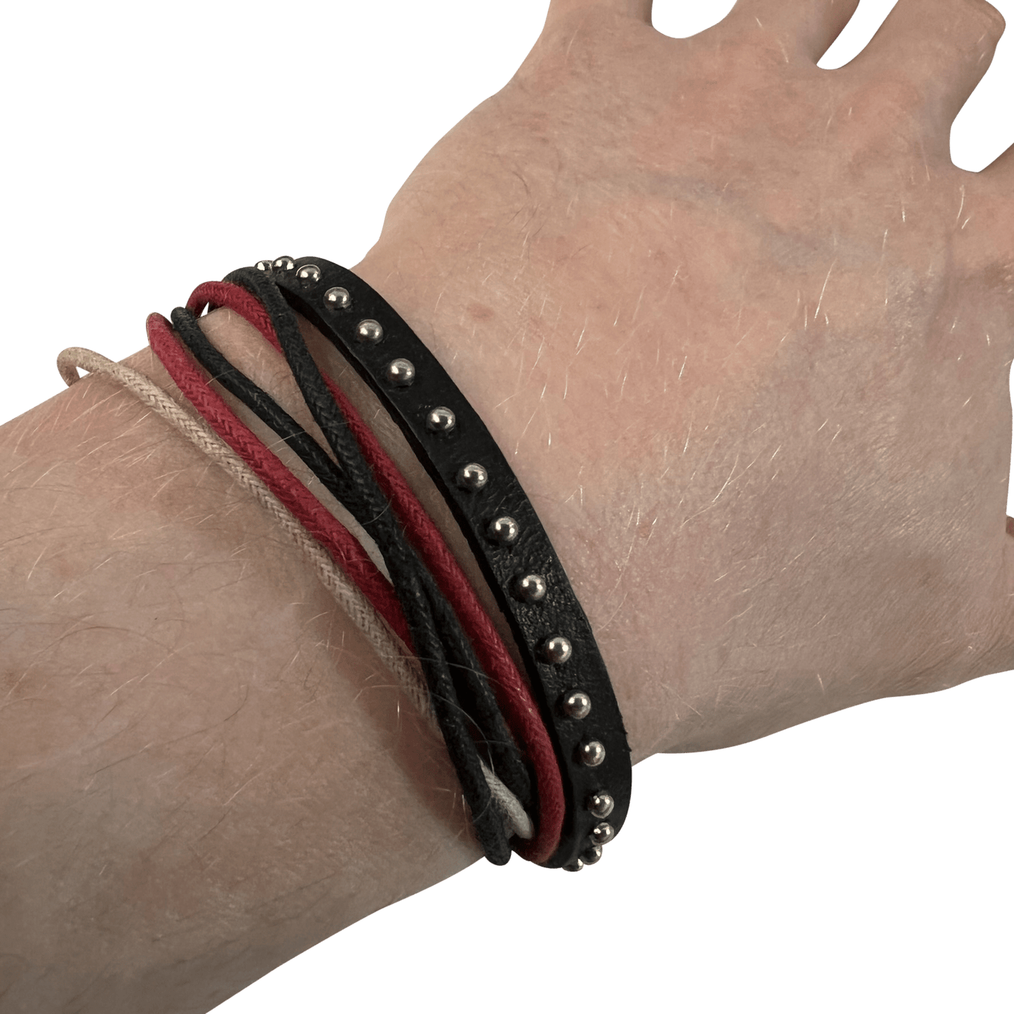 Cotton Studded Leather Bracelet Wristband Bangle Mens Womens Boys Girl Jewellery