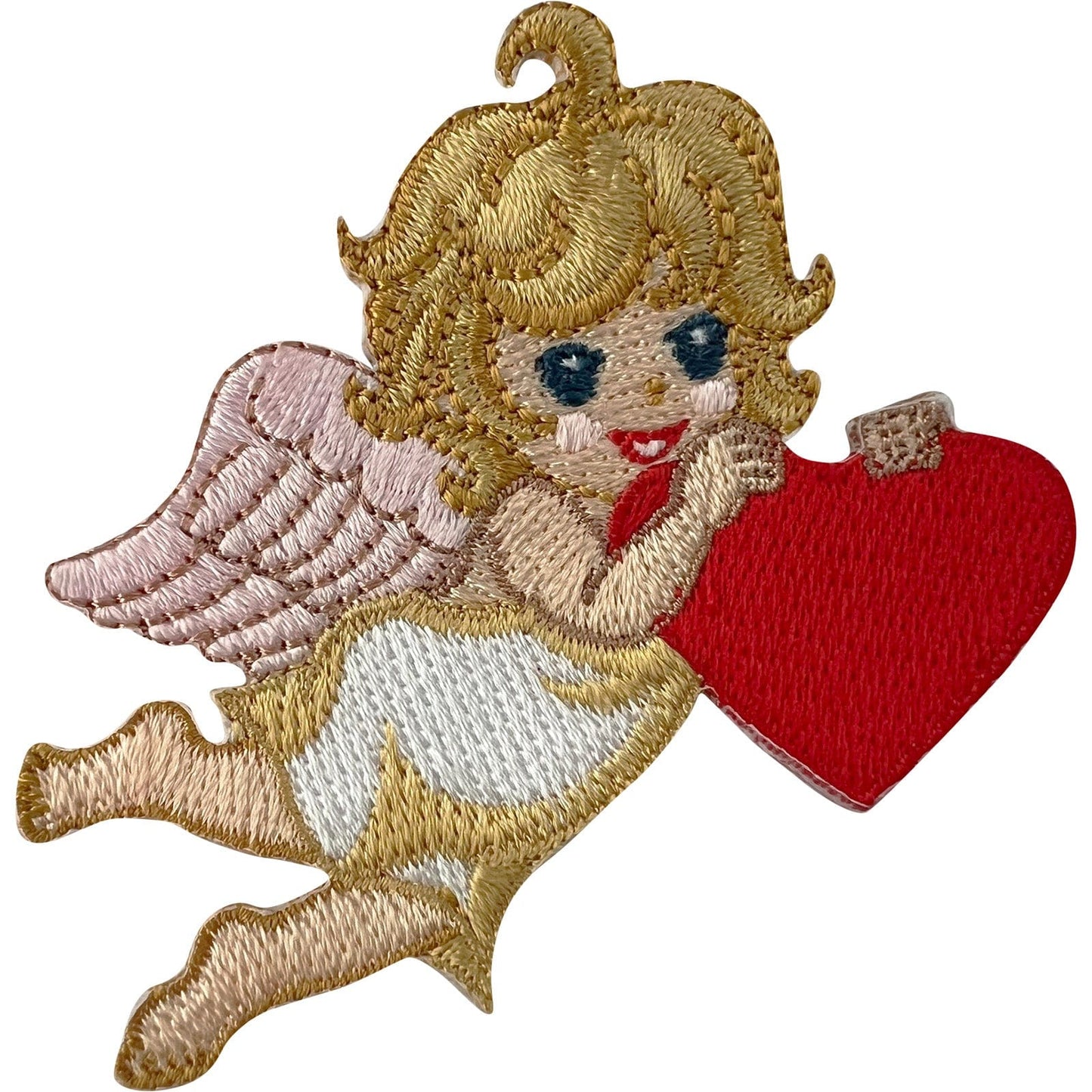 Cupid Cherub Red Love Heart Patch Iron Sew On Angel Art Crafts Embroidered Badge