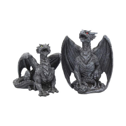Dark Fury (Set of 2) Obsidian Dragon Figurines 10cm