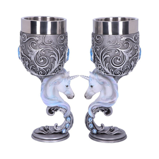 Enchanted Hearts Twin Unicorn Heart Set of Two Goblets
