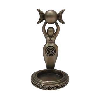 Exclusive Bronze Spiral Goddess Tea Light Holder 12cm