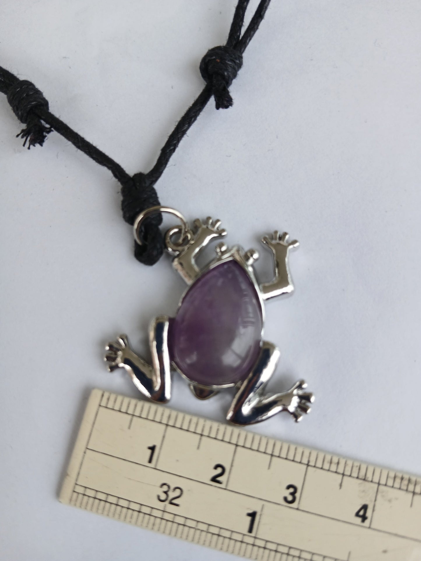 Frog charm Amethyst healing crystal stone purple pendant necklace black choker adjustable cord