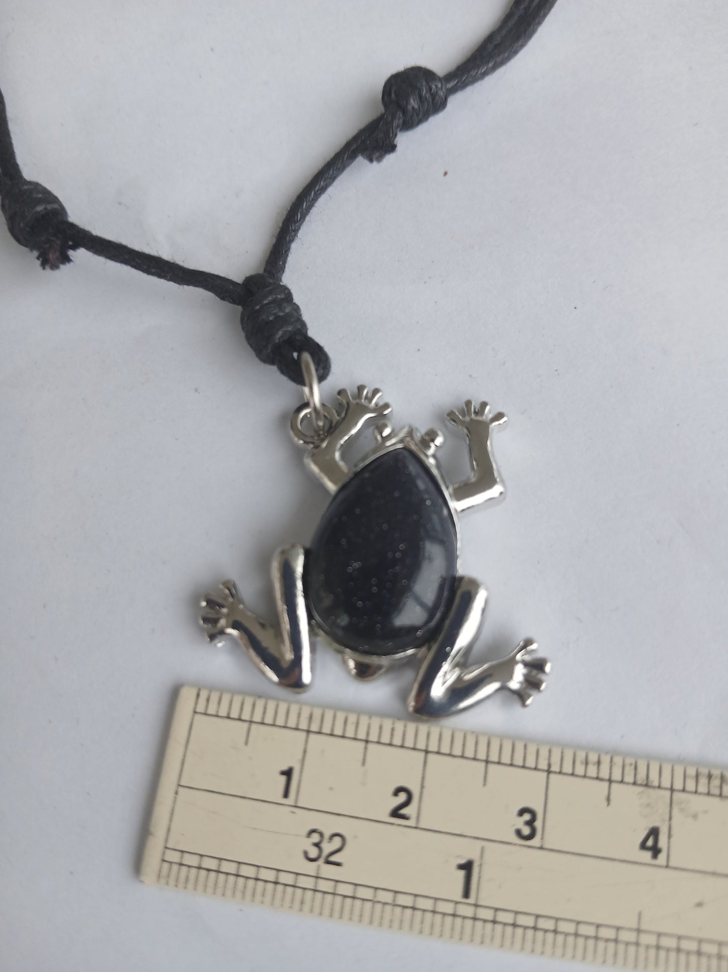 Frog charm Gold stone crystal pendant necklace with black adjustable choker cord jewellery for unisex
