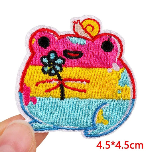 Frog Snail Flower Patch Embroidered Badge Iron Sew On Clothes Embroidery Crafts