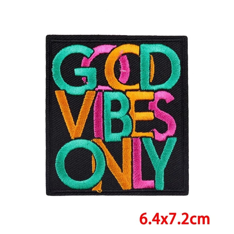 Good Vibes Only Patch Embroidered Badge Iron Sew On Clothes Bag Cap Hat Crafts