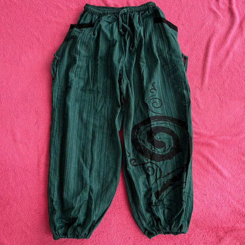 Green Harem Pants Wide Leg Genie Baggy Aladdin Gypsy Yoga Hippy Trousers Clothes