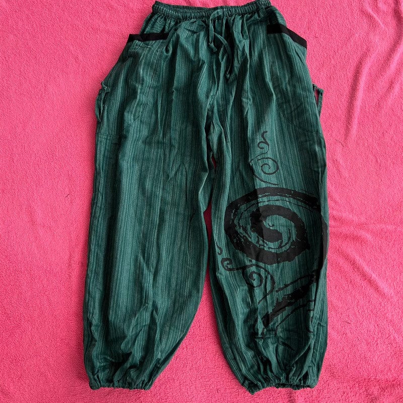 Green Harem Pants Wide Leg Genie Baggy Aladdin Gypsy Yoga Hippy Trousers Clothes