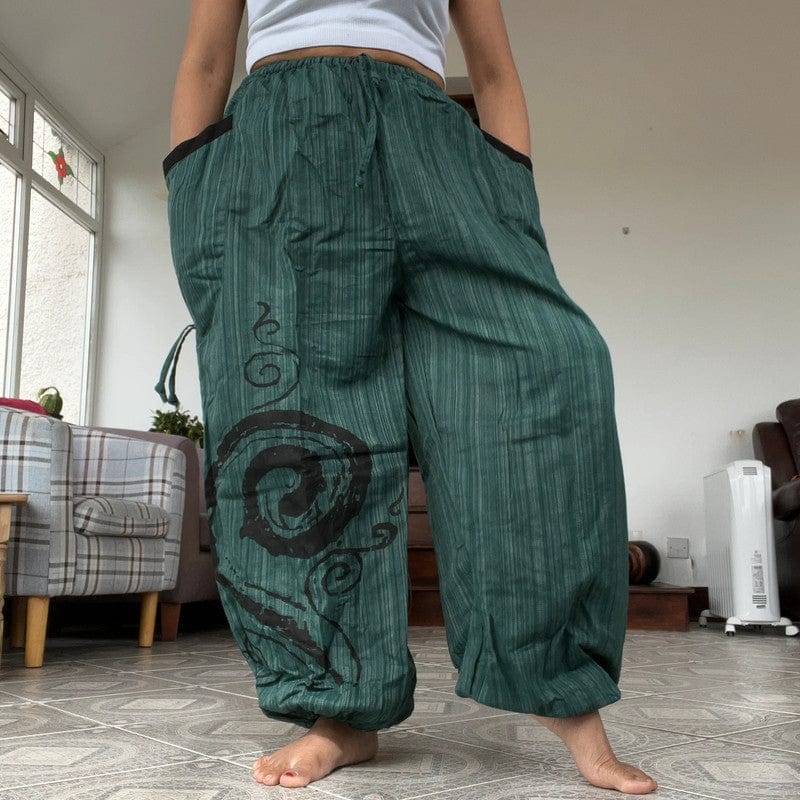 Green Harem Pants Wide Leg Genie Baggy Aladdin Gypsy Yoga Hippy Trousers Clothes
