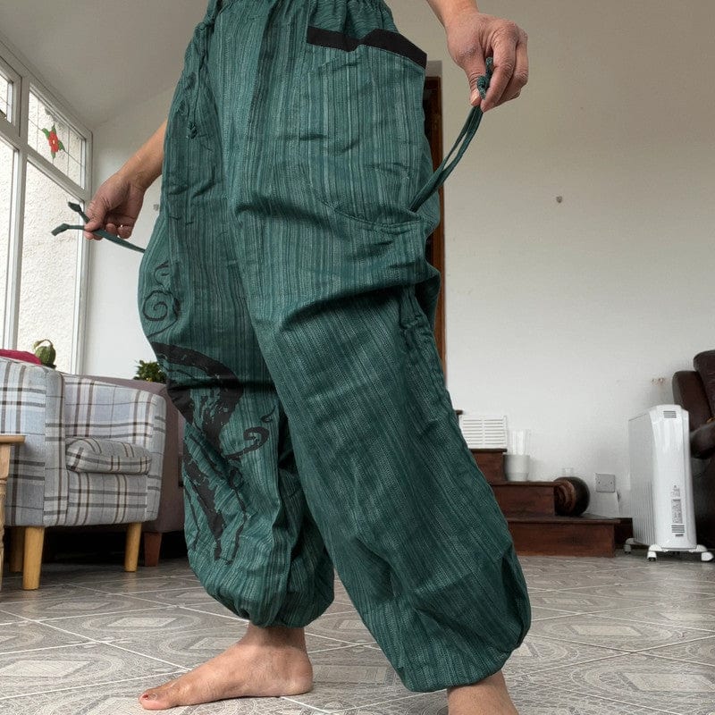 Green Harem Pants Wide Leg Genie Baggy Aladdin Gypsy Yoga Hippy Trousers Clothes