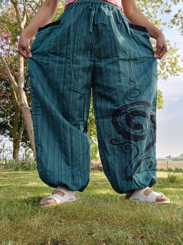 Green Harem Pants Wide Leg Genie Baggy Aladdin Gypsy Yoga Hippy Trousers Clothes