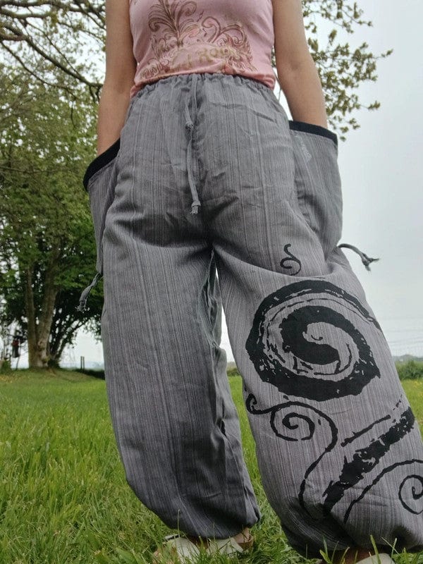 Grey Harem Pants Wide Leg Baggy Trousers Holiday Sun Travel Mens Womens One Size