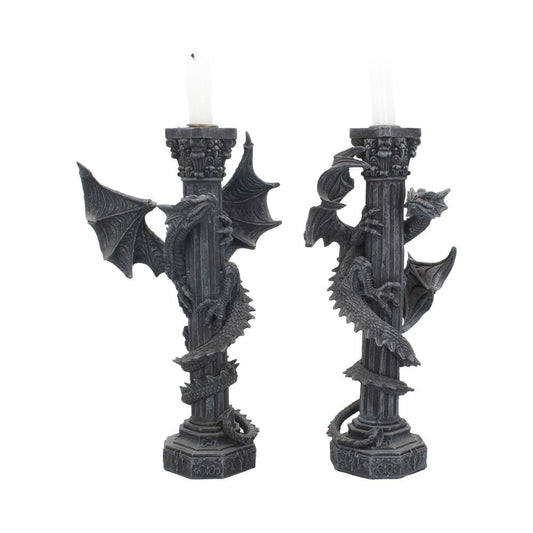 Guardians of the light Dragon Candle Holders (Set of 2) 28cm