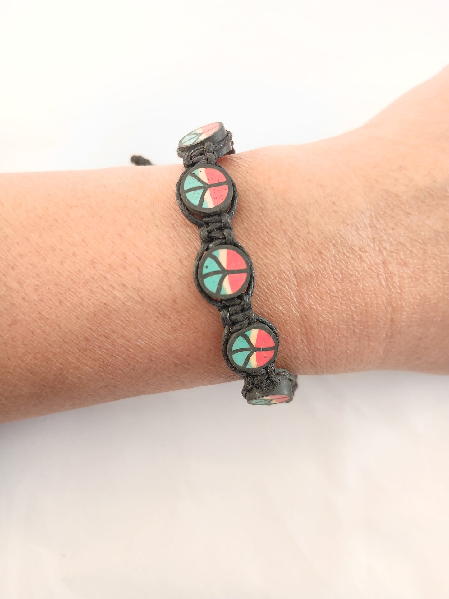 Handmade black Rasta peace bracelet man and women wristband jewellery for unisex