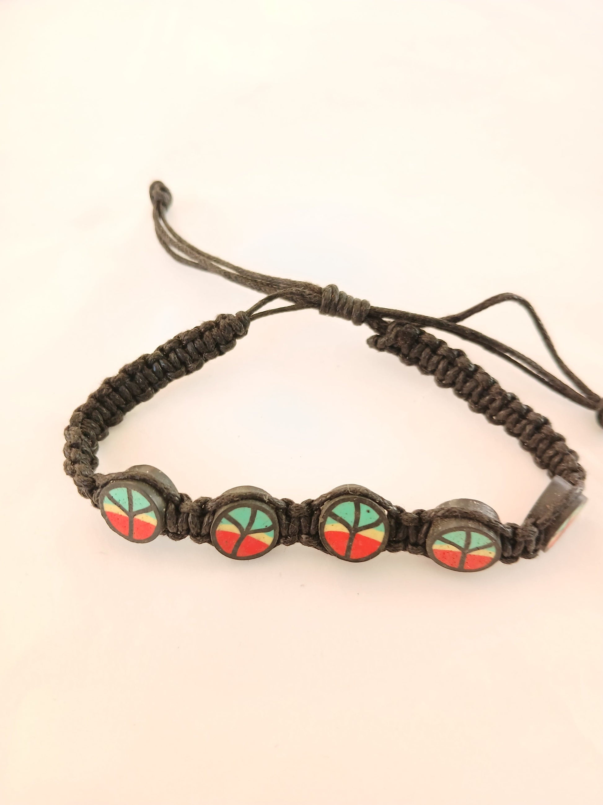 Handmade black Rasta peace bracelet man and women wristband jewellery for unisex