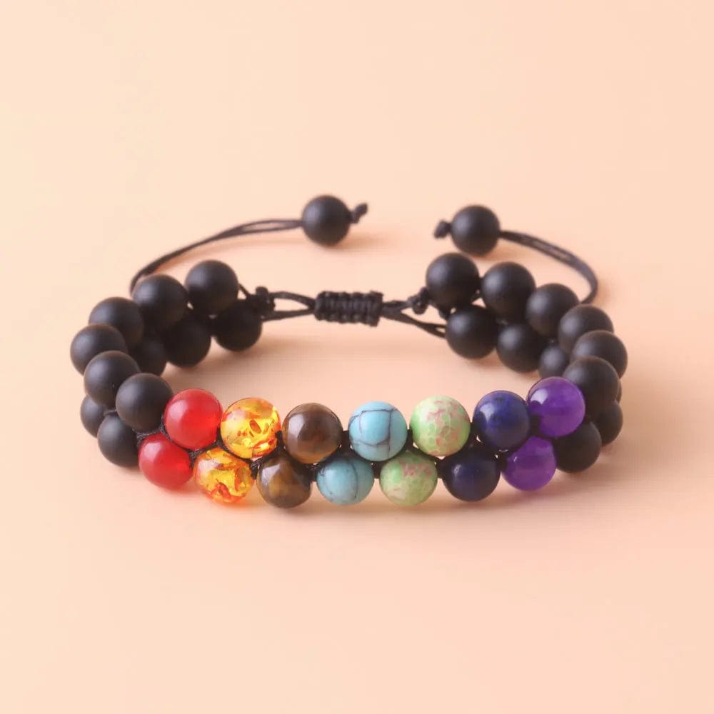 Harmonize: 7 Chakra Crystal Bracelet - Adjustable Yoga Stone Beads for Meditation, Relaxation, and Anxiety Relief - Unisex Bracelet
