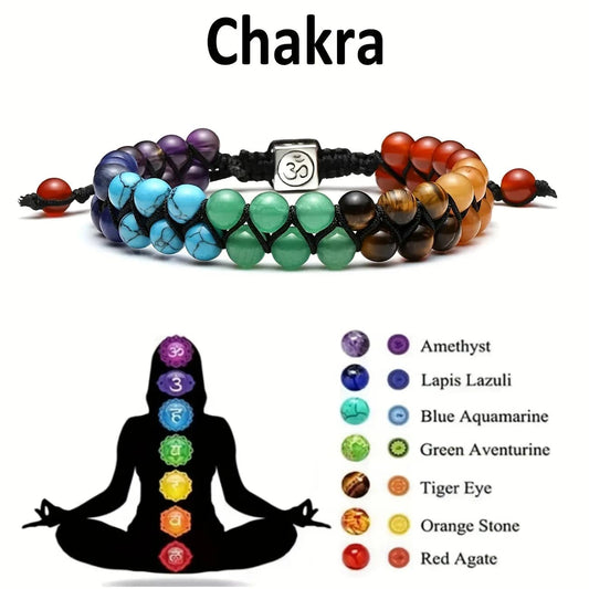 Harmonize: 7 Chakra Crystal Bracelet - Adjustable Yoga Stone Beads for Meditation, Relaxation, and Anxiety Relief - Unisex Bracelet