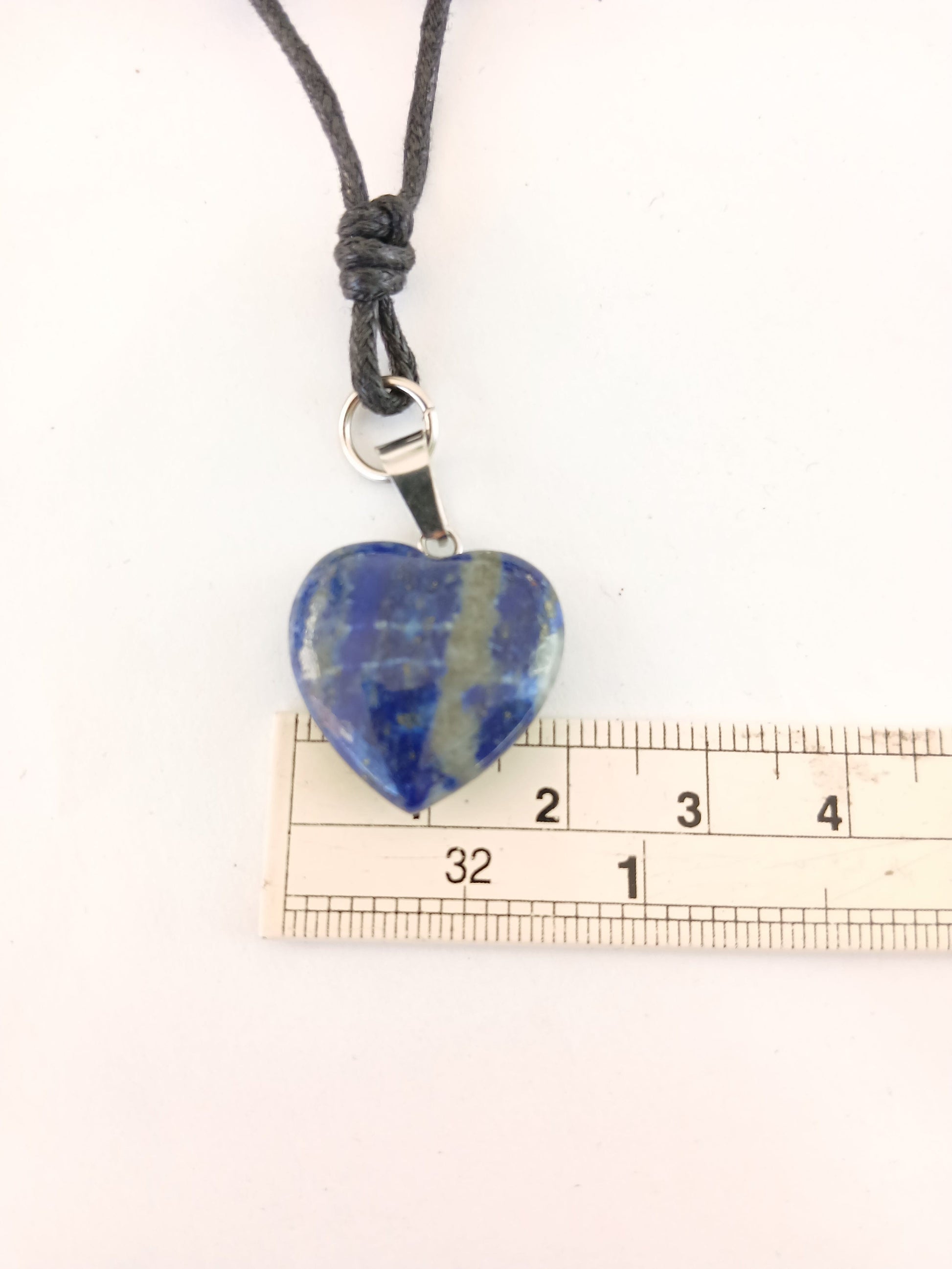 Heart charm Lapis lazuli crystal stone healing pendant necklace black choker neck cord