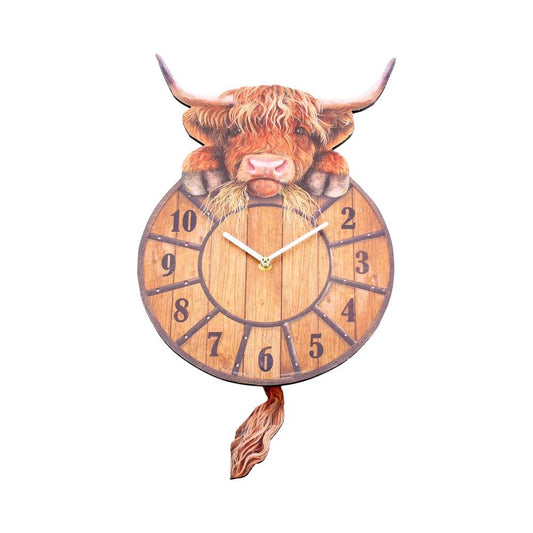 Highland Tickin' Cow Pendulum Clock