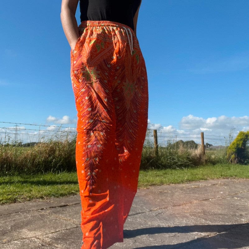 Ladies Mens Womens Orange Harem Pants Holiday Sun Travel Beach Light Trousers