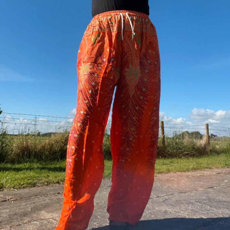 Ladies Mens Womens Orange Harem Pants Holiday Sun Travel Beach Light Trousers
