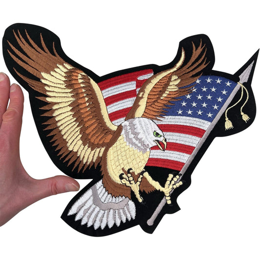 Large Eagle United States of America Flag Patch Iron Sew On USA Embroidery Badge