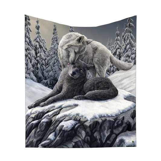 Lisa Parker Snow Kisses Throw Wolf Couple Blanket