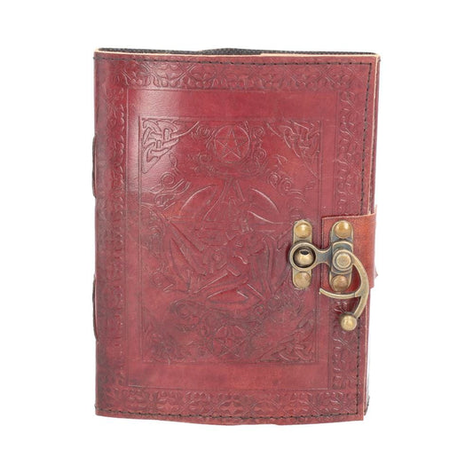 Lockable Pentagram Red Leather Journal 15 x 21cm