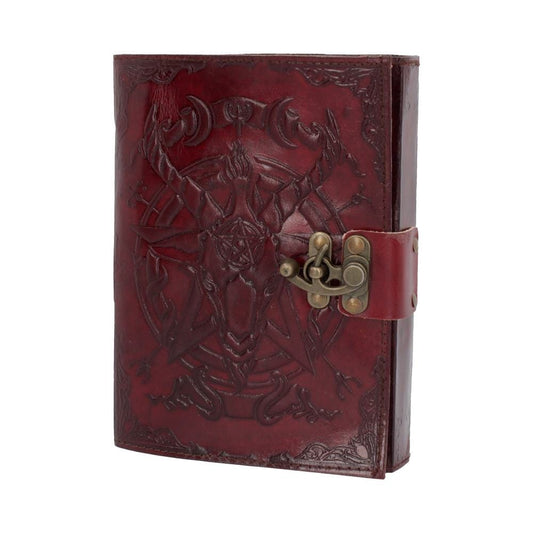 Lockable Red Leather Baphomet Embossed Journal