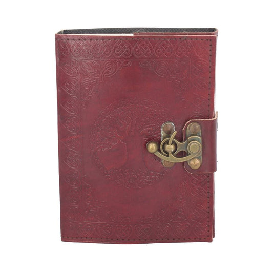 Lockable Tree Of Life Red Leather Journal 13 x 18cm