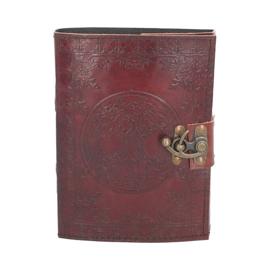 Lockable Tree Of Life Red Leather Journal 15 x 21cm
