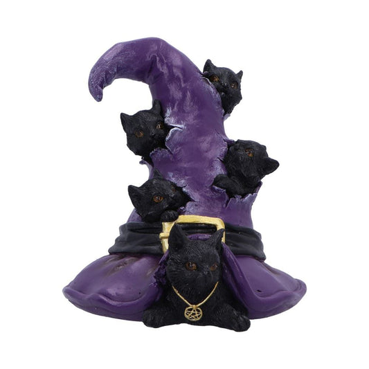 Magical Mischief Witch Hat and Black Cats Figurine 14cm