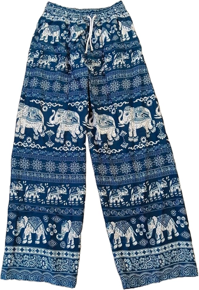Mens Womens Ladies Green Thai Elephant Harem Pants Summer Holiday Beach Trousers