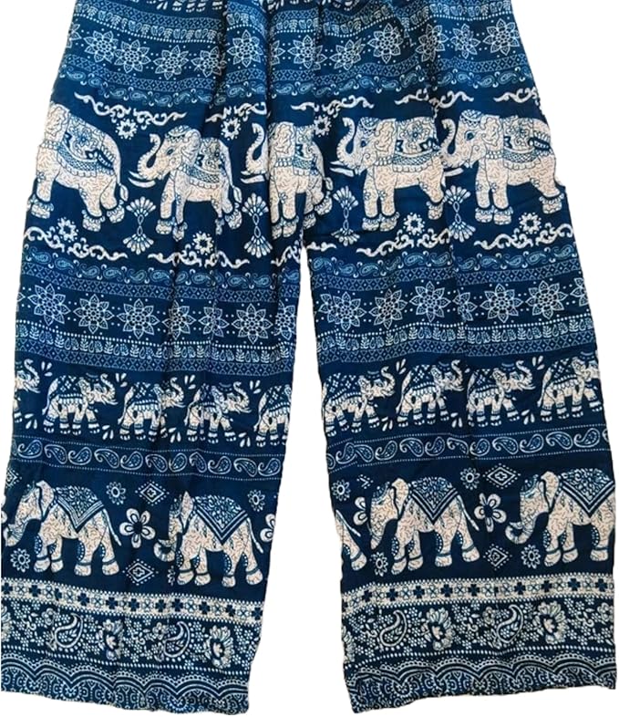 Mens Womens Ladies Green Thai Elephant Harem Pants Summer Holiday Beach Trousers