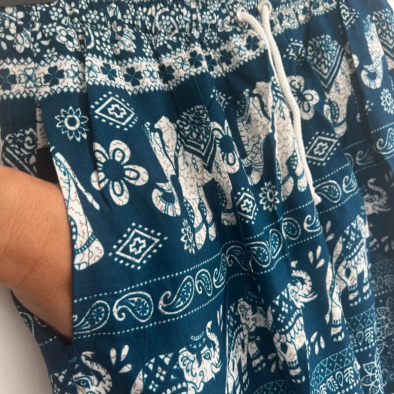 Mens Womens Ladies Green Thai Elephant Harem Pants Summer Holiday Beach Trousers