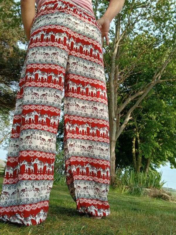 Mens Womens Ladies Thailand Elephant Harem Pants Red Beige Hippy Summer Trousers
