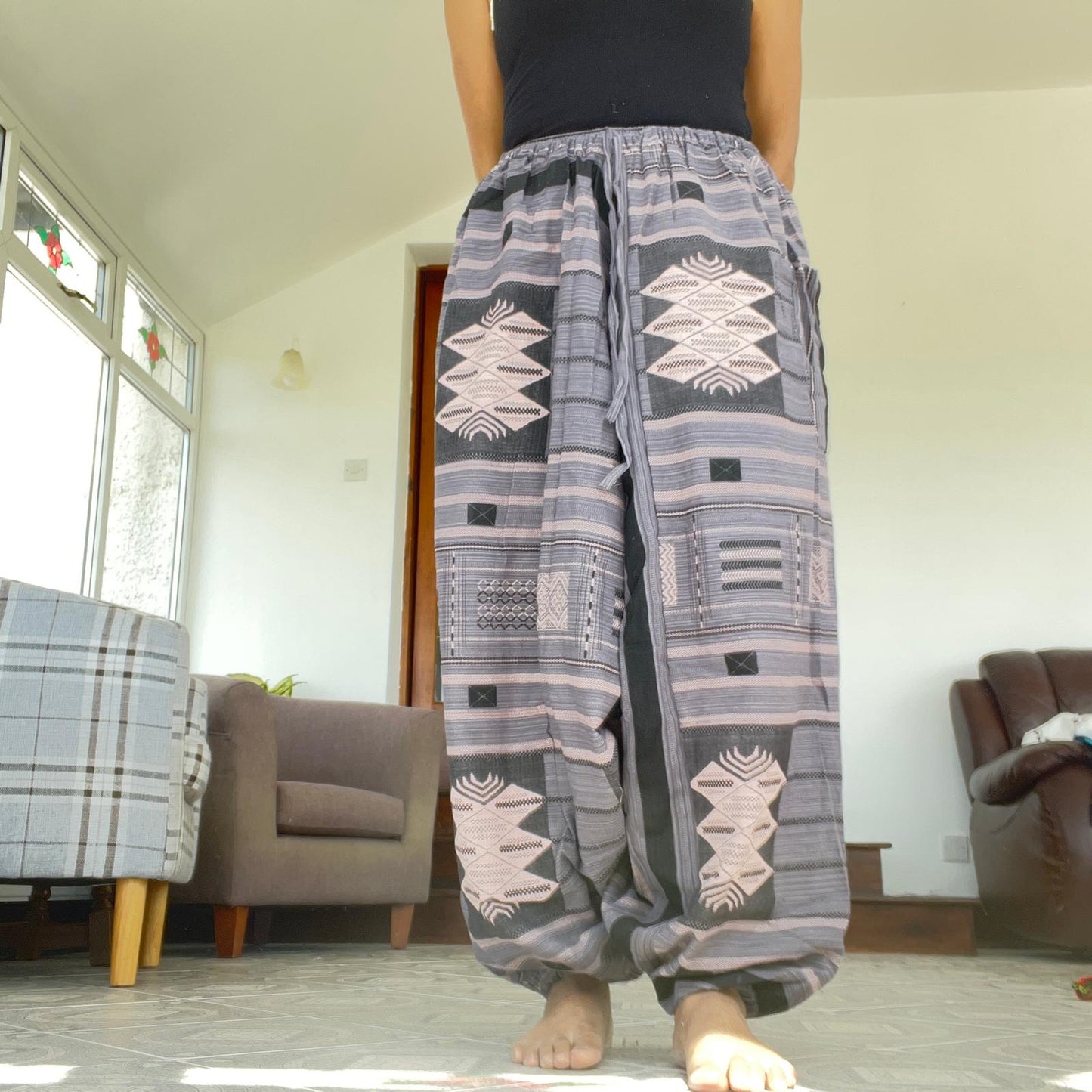 Mens Womens Thai Harem Pants Genie Gypsy Aladdin Hippie Yoga Cotton Trousers