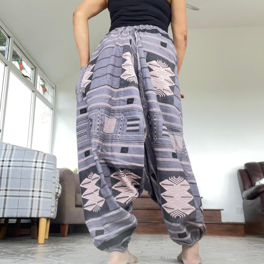 Mens Womens Thai Harem Pants Genie Gypsy Aladdin Hippie Yoga Cotton Trousers