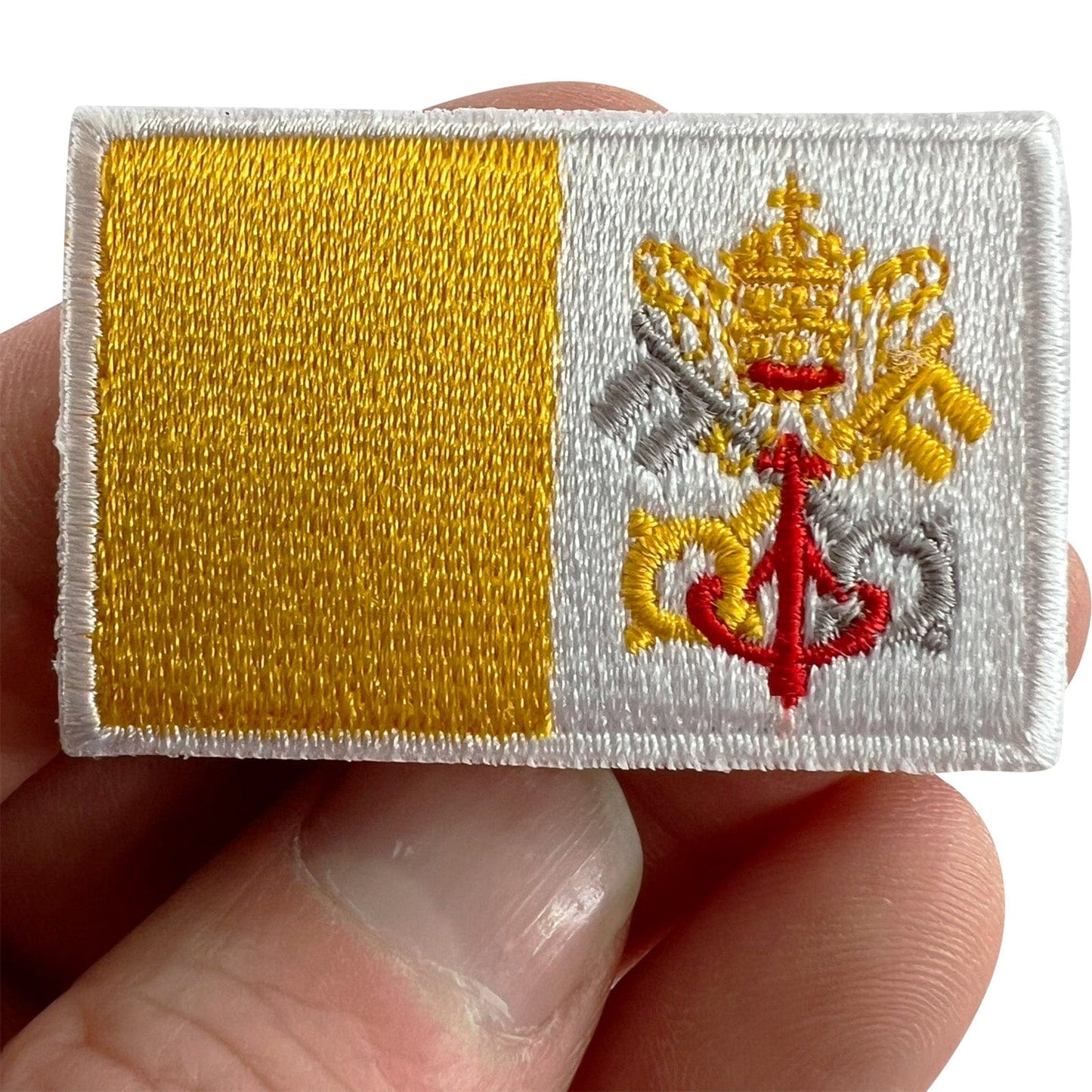 Mini Vatican City Flag Patch Iron Sew On Italy Pope Rome Church Small Tiny Badge