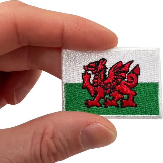 Mini Wales Flag Patch Iron Sew On T Shirt Welsh Football Small Embroidered Badge