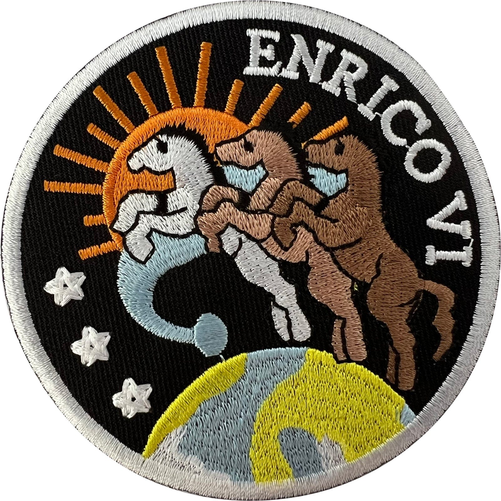 NASA Space Earth Sun Stars Horse Patch Iron Sew On Clothes Bag Embroidered Badge