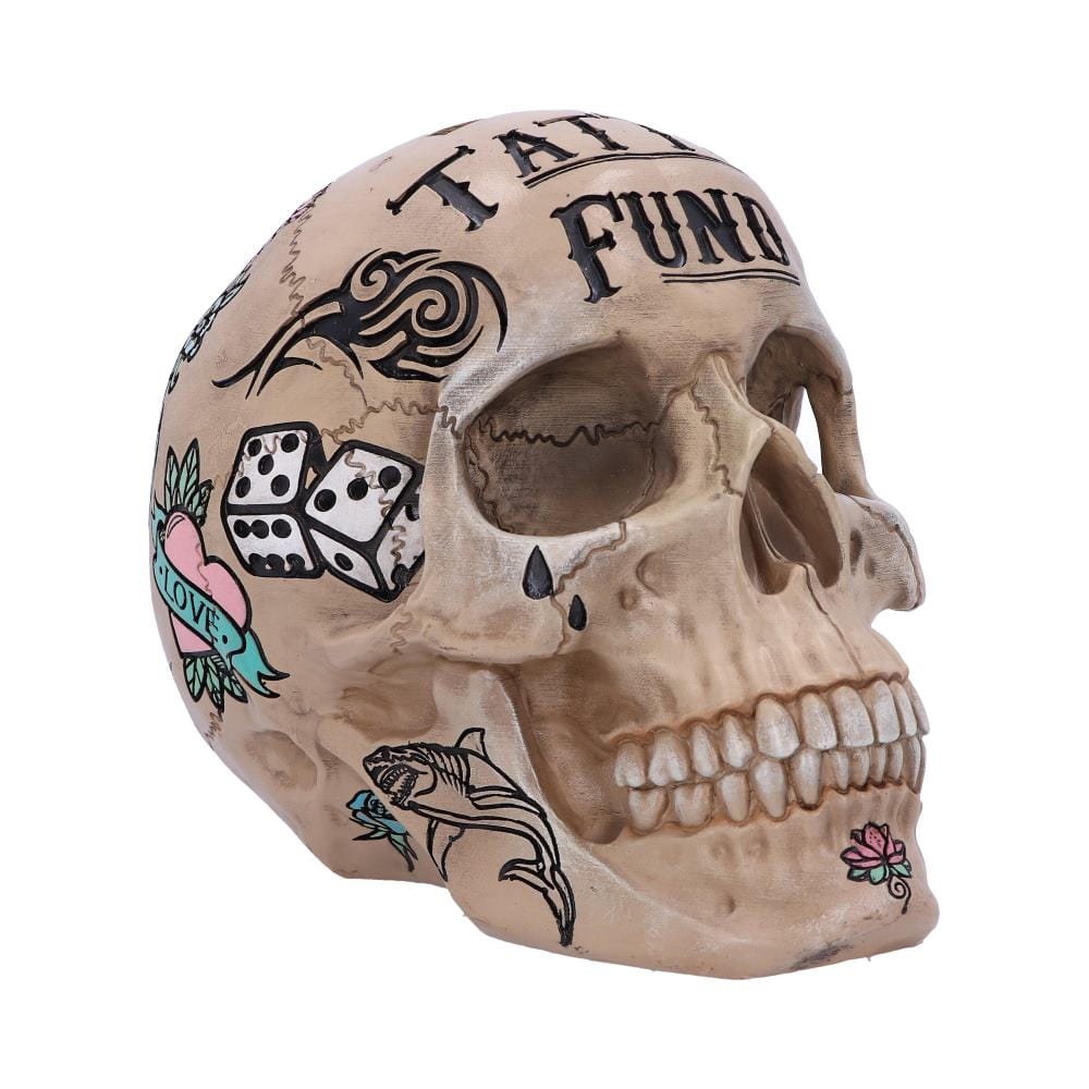Natural Bone Coloured Traditional, Tribal Tattoo Fund Skull