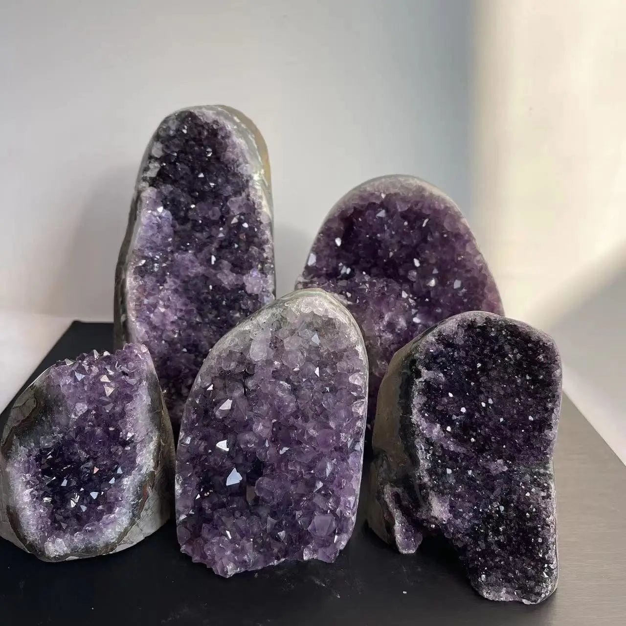 Natural Raw Stone Purple Amethyst Crystal Cluster Quartz Geode
